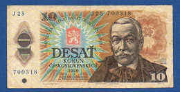 CZECHOSLOVAKIA - P.94a – 10 Korún Československých 1986 F/VF, Serie J25 700318 - Tschechoslowakei