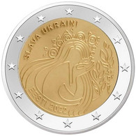 2022 Estonia , Estland Ukraine 2 Euro Coin Slava Ukraini No War !!! UNC UNZ - Estonia