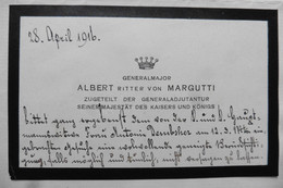 Carte De Visite Autographe Albert Von Margutti Adjudant Kaiser Franz Joseph Von Österreich - Service Empereur D'Autriche - Personnages Historiques