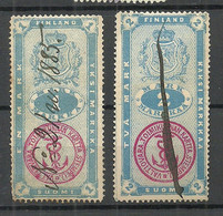 FINLAND FINNLAND O 1885 Stempelmarken Revenue Tax 1 Mark & 2 Mark Documantary Tax - Fiscales