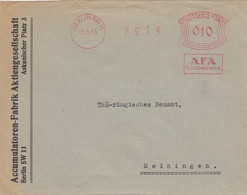 Freistempel 1926: Berlin AFA Accumulatoren Fabrik Nach Meiningen - Ohne Zuordnung