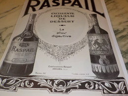 ANCIENNE PUBLICITE  LIQUEUR DE DESSERT RASPAIL  1924 - Alcools