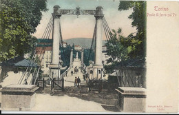 TORINO PONTE DI FERRO SUL PO 1900 ANIMATA - Ponts