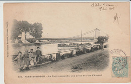 Péniches à Port à Binson (51 - Marne) Le Pont Suspendu - Chiatte, Barconi