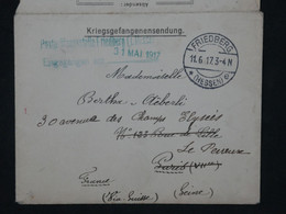AB 32 ALLEMAGNE   BELLE  LETTRE  FM  1917 FRIEDBERG A PARIS REDIS. +KRIEG++TEMOIGNAGE + ++++AFFRANCH.INTERESSANT - Briefe U. Dokumente