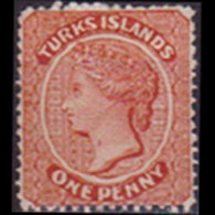 TURKS IS. 1881 - Scott# 40 Queen 1p LH Back Thin - Turks And Caicos