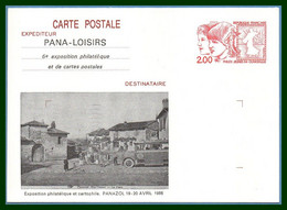 Entier Cp  Repiqué PANAZOL 1986  6e Expo Phi.l Et Cartes Postales , Neuf - Panazol