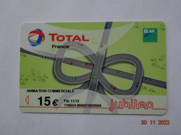 LAVAGE AUTO CARTE BANDE MAGNETIQUE CARTE TOTAL  15 €  ANIMATION COMMERCIALE JUBILEO - Car Wash Cards