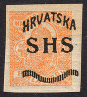 Croatia SHS Newspaper Stamp 1918 - Unperforated - MNH - Coat Of Arms HUNGARY Occupetion WW1 Turul Overprint - Dagbladzegels