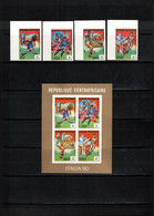 Central African Republic 1990 World Football Cup Italy Imperforated Set + Block  Postfrisch / MNH - 1990 – Italie