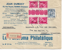 2608PR/ TP 426+ KT22 (2) S/L. Jean Dumasy Panorama Philatélique Obl. Tournai 3/10/47 > Forest (BXL) - Cartas
