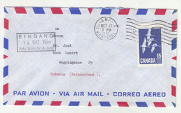 Canada 3 Air Mail Letter Covers Posted 1968 To Switzerland B221201 - Lettres & Documents