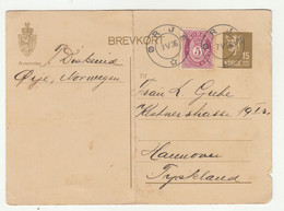 Norway Postal Stationery Postcard Posted 1936 Orje To Germany B221201 - Postwaardestukken