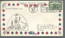 59594) Canada FDC First Flight Ottawa To Bradore Bay Postmark Cancel  Ottawa 1932 Air Mail Slogan - Airmail