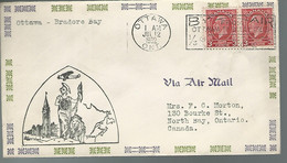 59597) Canada FDC First Flight Ottawa To Bradore Bay Postmark Cancel  Ottawa 1932 Air Mail Slogan - First Flight Covers