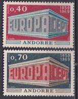 EUROPA CEPT ! - 1969 - ANDORRE YVERT N°194/195 ** MNH - COTE = 40 EUR - 1969