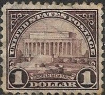 USA 1922 Lincoln Memorial - $1 - Brown FU - Precancels