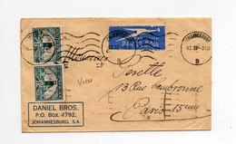 !!! AFRIQUE DU SUD, LETTRE PAR AVION DE JOHANESBOURG DE 1937 POUR PARIS, AFFRANCH RECTO VERSO - Covers & Documents