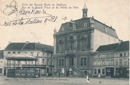 WETTEREN ZICHT DER GROOTE MARKT EN STADHUIS      2 SCANS - Wetteren