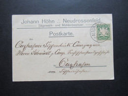 AD Bayern 1910 Firmen PK Sägewerk Und Mühlenbesitzer Johann Höhn Neudrosselfeld Stempel Altdrosselfeld Nach Cuxhaven - Bayern