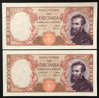 10000 Lire Michelangelo 15 02 1973  2 Es Consecutivi Spl/sup LOTTO 3392 - 10000 Liras