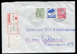 YUGOSLAVIA 1987 Posthorn 106 D.stationery Envelope Registered With Additional Franking.  Michel U80 - Enteros Postales