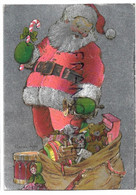 Père Noël, Hotte, Cadeaux, Sucre D'orge, Tambour. Argentée. Signée Sarah Kay - Santa Claus