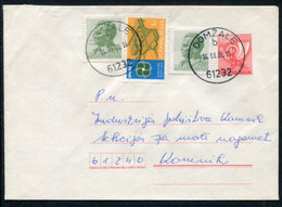 YUGOSLAVIA 1977 Posthorn 1.50 D.stationery Envelope Used With Additional Franking And SPENS '81c Tax Stamp.  Michel U70 - Postwaardestukken
