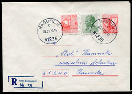 YUGOSLAVIA 1977 Posthorn 1.50 D.stationery Envelope Used With Additional Franking.  Michel U70 - Postwaardestukken