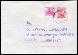 YUGOSLAVIA 1988 Posthorn 200 D.stationery Envelope Used With Additional Franking.  Michel U82 - Entiers Postaux