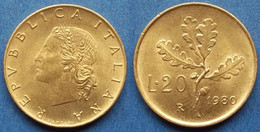 ITALY - 20 Lire 1980 R "oak Leaves" KM# 97.2 Republic Lira Coinage (1946-2002) - Edelweiss Coins - 20 Lire