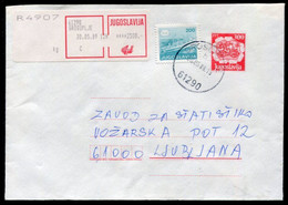 YUGOSLAVIA 1989 Mailcoach 300 D.stationery Envelope Registered With Additional Franking.  Michel U89 - Postwaardestukken