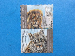 1992 ISRAELE ISRAEL FRANCOBOLLI USATI STAMPS USED PANTHERA LEO PERSICA AND PANTHERA PARDUS SAXICOLOR 50 X2 - Usati (senza Tab)