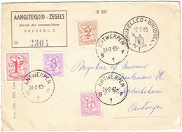 Belgique - Bruxelles - Brussel - Aangetekend - Zegels - Antwerpen - Devant De Lettre - 24 Février 1960 - Briefe U. Dokumente