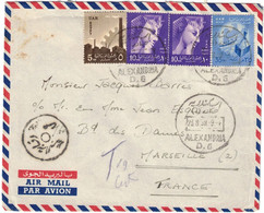 Egypte - Alexandria D. 6 - Alexandrie - Lettre Avion Pour Marseille (France) - Lettre Taxée ? - 23 Août 1959 - Lettres & Documents