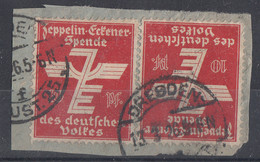 DR Briefstück 2 Vignetten Von Der Zeppelin -Eckener-Spende Dresden 13.3.26 - Gebraucht