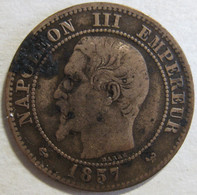 2 Centimes 1857 W Lille, Napoleon III , En Bronze , Gad# 103 - 2 Centimes