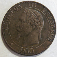 2 Centimes 1861 BB Strasbourg, Napoleon III , En Bronze , Gad# 104 - 2 Centimes