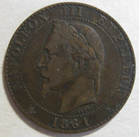2 Centimes 1861 BB Strasbourg, Napoleon III , En Bronze , Gad# 104 - 2 Centimes