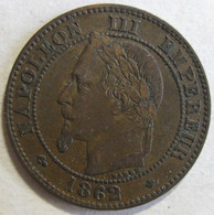 2 Centimes 1862 A Paris , Napoleon III , En Bronze , Gad# 104 - 2 Centimes