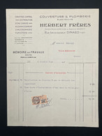 Facture Ancienne Couverture Plomberie Electricité HERBERT Frères Rue Levavasseur à Dinard 1930 - 1900 – 1949
