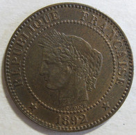 2 Centimes Cérès 1892 A Paris  , En Bronze , Gad# 105 - 2 Centimes