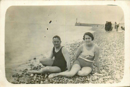 Le Tréport * Carte Photo * Baigneuses Baigneur Sur La Plage - Le Treport