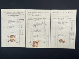 Lot De 3 Factures Anciennes / Notes Hôtel Pension Marie-Madeleine Boulevard Carnot CANNES 1939 - 1900 – 1949