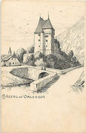 Pays Div -ref BB396 - Suisse - Dessin Illustrateur Meltzer - Chateau De Valengin  - - Engi