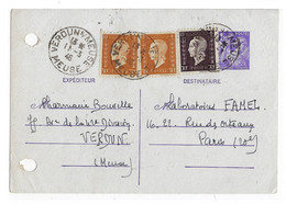 VERDUN S/ MEUSE Carte Postale Entier 1,20 F Iris Complément Dulac 30c 70c Yv 651-CP1 683 687 Ob1946 Cde Médicament - Cartes Postales Types Et TSC (avant 1995)