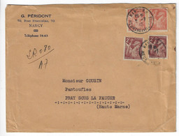 NANCY RP M Et M Lettre Recommandée Manuscrit Iris 1,50 F Rouge Brun 2F Brun Yv 652 653 Ob 2 7 1945 - Storia Postale