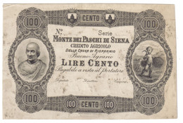 BUONI AGRARI MONTE DEI PASCHI DISIENA 100 LIRE CARTONCINO DI PROVA UNIFACE NON EMESSO Lotto.3174 - Sammlungen