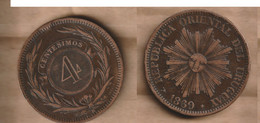 URUGUAY 4 Centésimos 1869 Bronze • 20 G • ⌀ 35 Mm KM# 13, - Uruguay