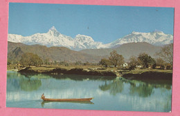 GO116  CP  Postcard  Phewa Lake Pokhara  With Machapuchare (NEPAL)  +++++ - Népal